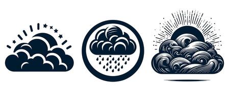 Three different types of clouds and rain vector