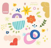 Fun Doodle Element Illustration with Colorful Sparkles Abstract Background vector