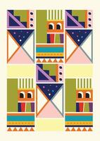 A colorful pattern with geometric shapes and a square vector