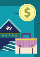 A house with a suitcase and a dollar sign vector