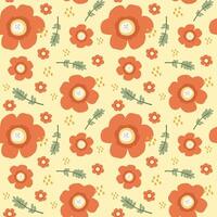 Spring Flower and Leaves Seamless Pattern Design vector