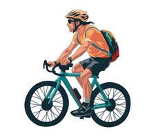 A Man Riding Bicycle Alone, isolated object on a white background, Illustration. vector