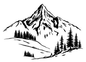 Silhouette of mountain range with pine trees vector