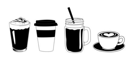 Set of different coffee cups and mugs. vector