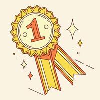 A medal with the number one on it vector