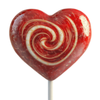 Heart Shaped Lollipop with Red Swirl Design on a White Stick Perfect for Valentine s Day Celebrations and Sweet Treats png