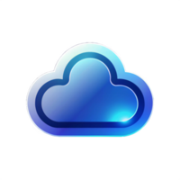 Stylish Blue Cloud Icon with Glossy Finish and Modern Appeal png