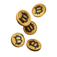 flutuando 3d bitcoin moedas dentro uma dinâmico disposição png