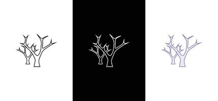 Dead tree illustration. Dry trees without leaves icon vector