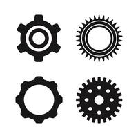Gear setting icon set. Isolated black gears mechanism and cog wheel on white background. Progress or construction concept. Cogwheel icons UI . vector
