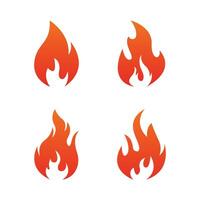 Set of red and orange fire flame. Flame design of different shapes. vector