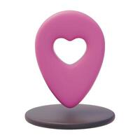 3D Heart Shaped Location Pin. Search love. Map pointer with heart inside. vector