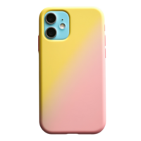 Stylish gradient phone case in soft yellow and pink colors isolated on transparent background, png