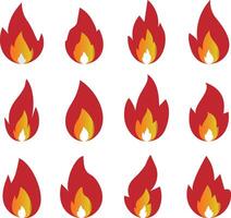 Fire icon set with white background vector