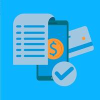 Receipt, Invoice, bill icon. Bill payment with ATM card and financial security for online shopping, online payment using card with payment protection concept. EPS 10 vector