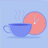 A cup of coffee and a clock vector