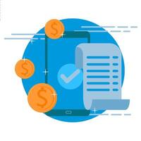 Receipt, Invoice, bill icon. Bill payment with ATM card and financial security for online shopping, online payment using card with payment protection concept. vector