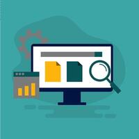 Website Analytics Dashboard, illustration of dashboard analysis using flat style. vector