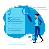 Illustration of Audit and Business Analysis. data examination and analysis. for web banners and backgrounds. vector