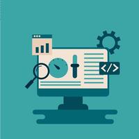 Website performance analysis, SEO tools, Website loading speed test, illustration in flat style. vector