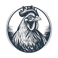 monochrome vintage logo chicken in a frame on a white background vector