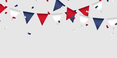 Red white and blue bunting flags on a gray background vector