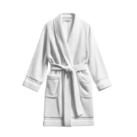 Soft white bathrobe with belt and pockets isolated on transparent background, png