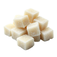 White sugar cubes piled on top of each other isolated on transparent background, png
