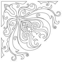 Black abstract corner lines for carpet patterns, vintage corners, paper edges. vector