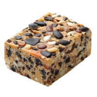 Nut and seed bar with various textures and colors isolated on transparent background, png