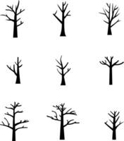 set of deciduous tree without leaves icon vector