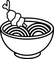 a bowl of ramen with a stick in it coloring page vector