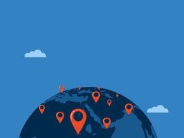 Red pin on the world, Exploration and expansion concept vector