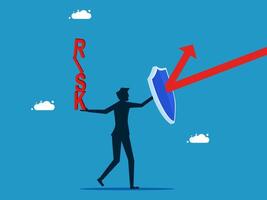 man holding up a shield with the word risk vector