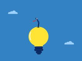 Idea, Think clearly, Businessman standing on creative light bulb vector