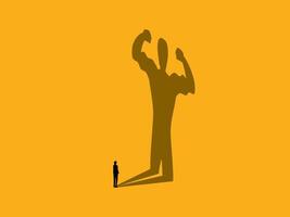 Self Improvement , Strong Businessman Facing Shadow Showing Arm Muscles vector