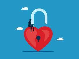 sitting on top of a heart shaped lock vector