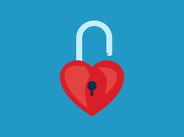 a red heart shaped lock on a blue background vector