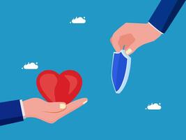 two hands holding a knife and a heart vector