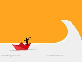 Problem prediction, Person looking at telescope on sea waves vector