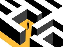 Finding a way out, Businessman standing in a maze vector