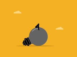 Stressed businessman can think on burned out light bulb vector