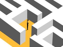 Finding a solution, Businessman lost in a maze vector