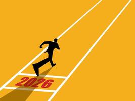 Businessman running from starting point 2026 vector