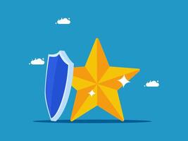 a star and shield icon on a blue background vector