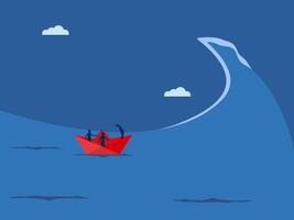 Challenging, Business Team in the Big Waves vector
