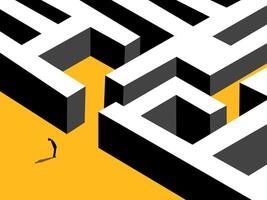 Solve Problem, Businessman Standing Looking at Maze Entrance vector