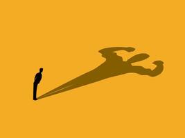 Inner Strength . Strong Businessman with Shadow Showing Arm Muscles vector