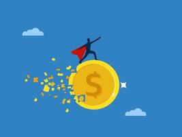 Defend Inflation, Business Hero on Faded Coins vector