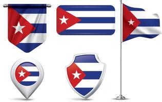 A set of 5 different designs of the Chilean flag in various shapes vector